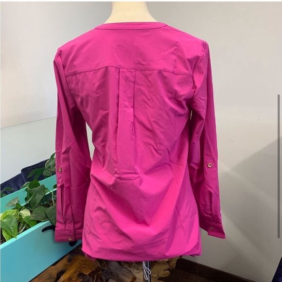 Denim & Co. Roll Tab Sleeve Button Front Soft Utility Tunic - Picture 4 of 13